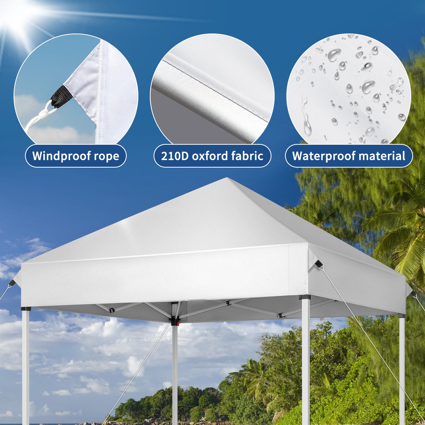 5x5ft Outdoor Awning – White, UV-Resistant & Waterproof Canopy
