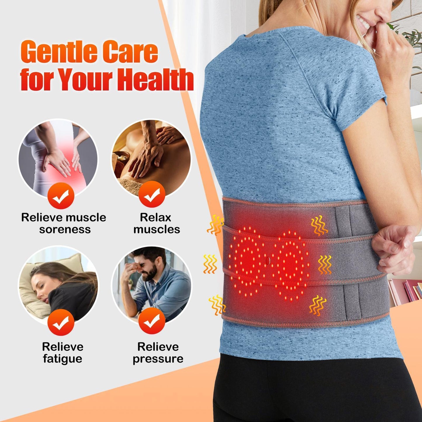 Red Light 3-Heated Vibration Waist Massager Cordless