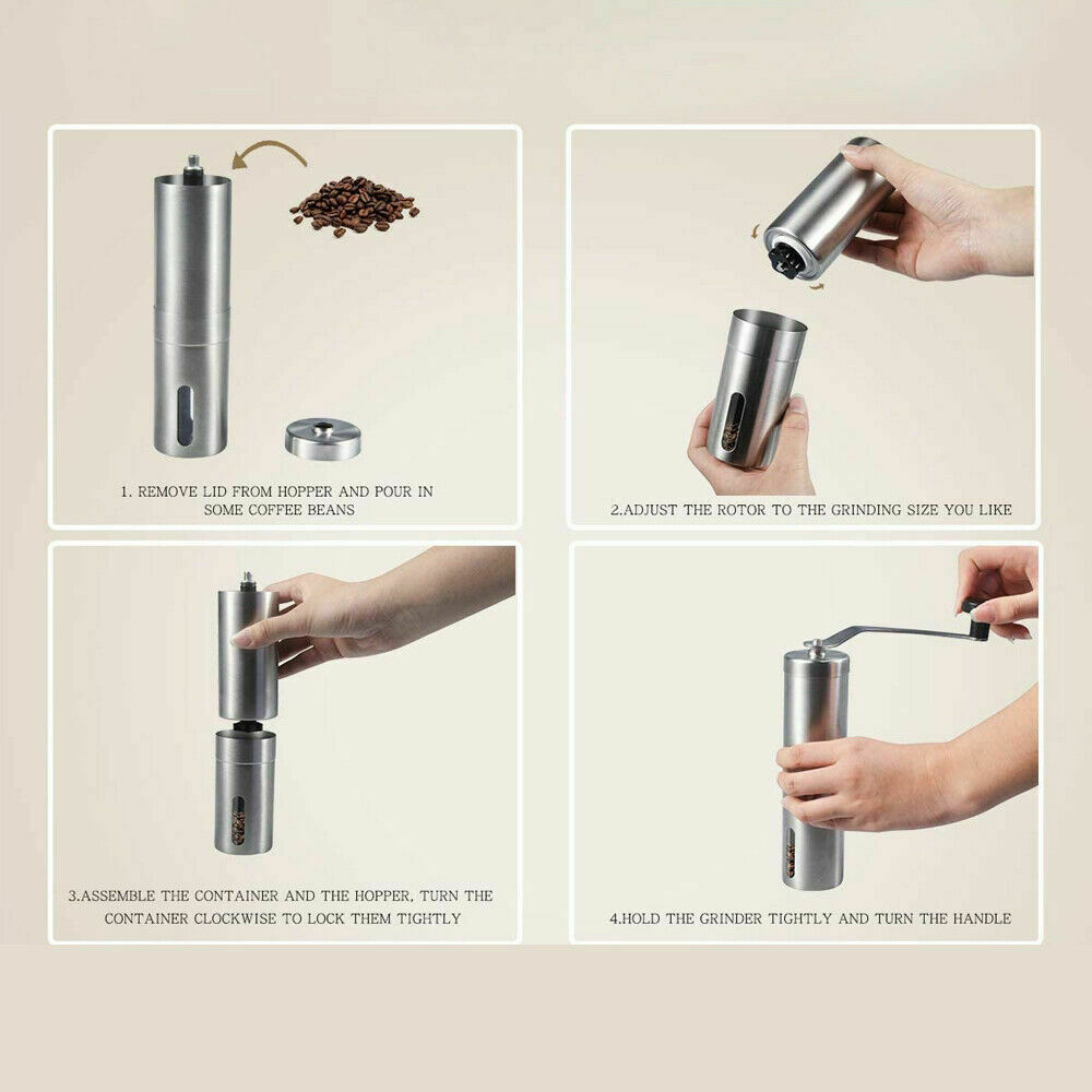 Stainless Steel Crank Coffee Beans/Spices Burr Grinder