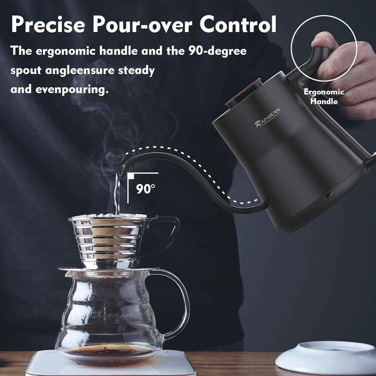 Stainless Steel Gooseneck Electric Kettle Auto Shutoff