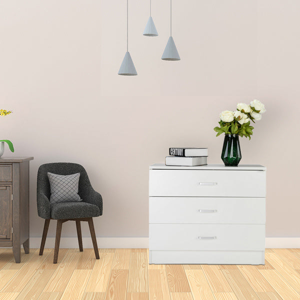 3-Drawer Bedside Table – White, Minimalist Storage Cabinet