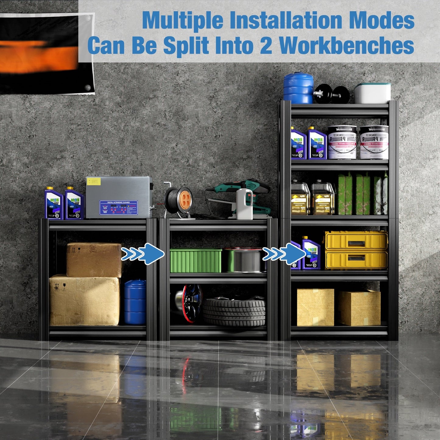 72" Heavy-Duty 5-Tier Adjustable Metal Garage Storage Shelves