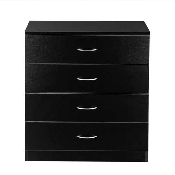 4-Drawer Bedside Storage Cabinet – Black Minimalist Design