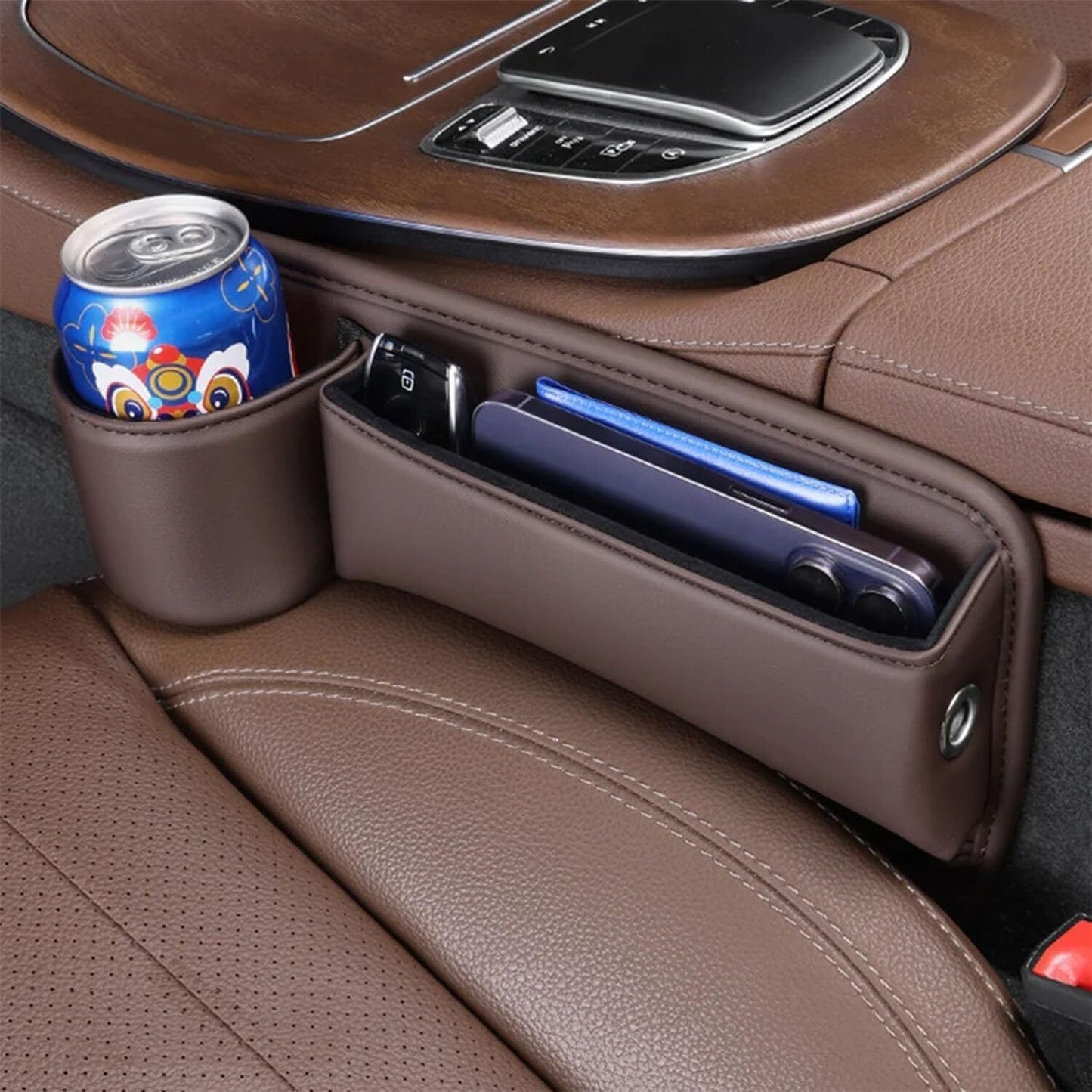 Adjustable Car Seat Gap Storage Box with Cup Holder