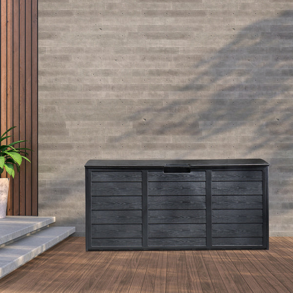 280L Outdoor Storage Box with Wheels – Black, Weather-Resistant