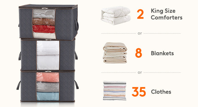 3 Large Foldable Thick Storage Bags Set