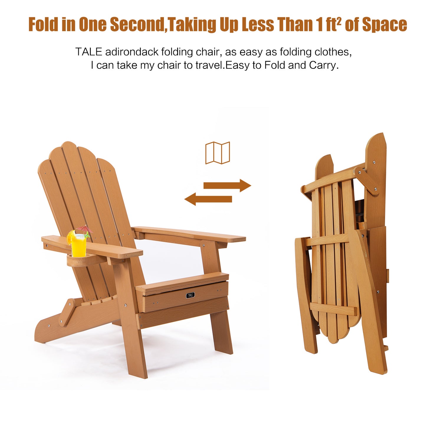 Folding Adirondack Chair Pullout Ottoman With Cup Holder
