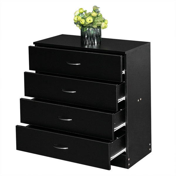 4-Drawer Bedside Storage Cabinet – Black Minimalist Design