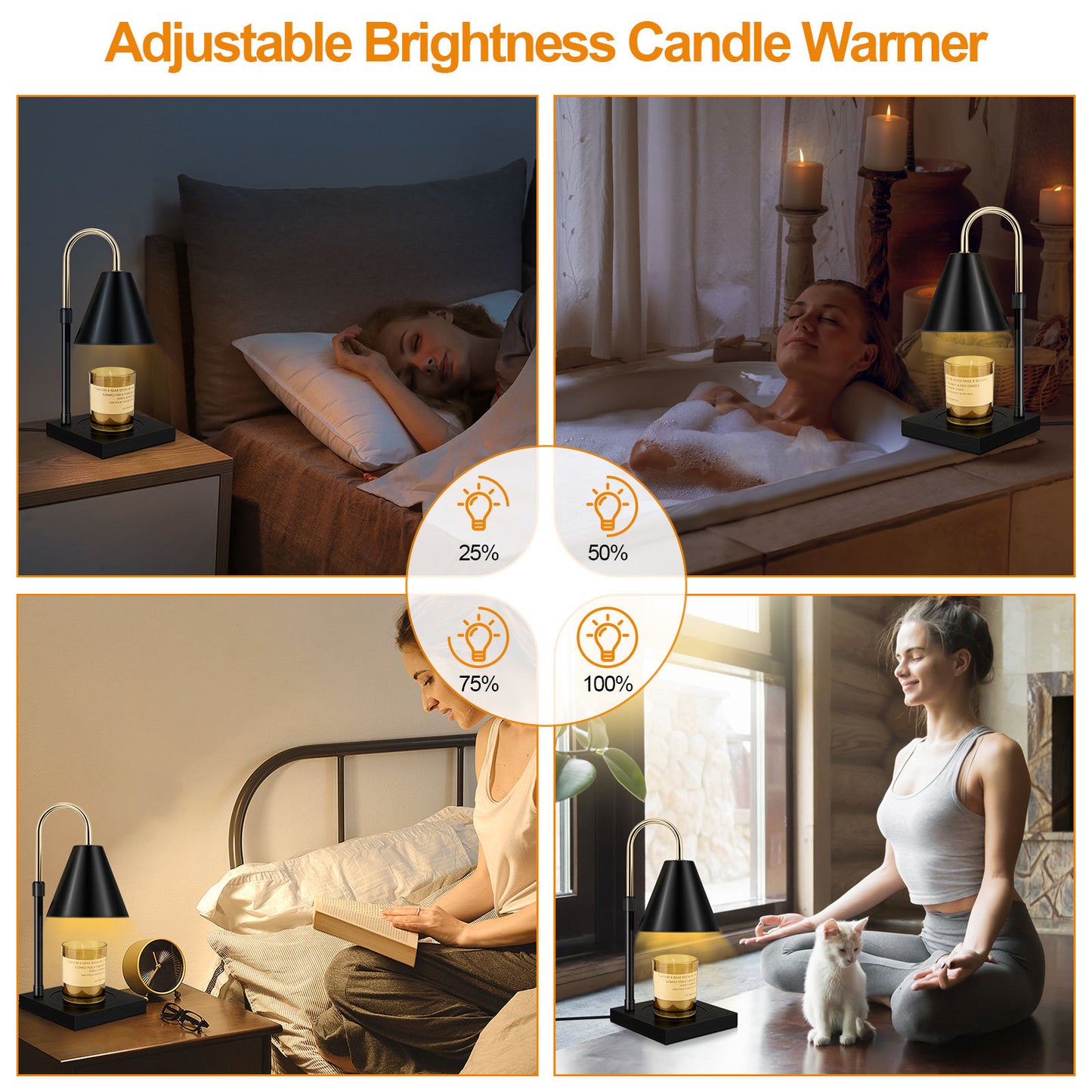 Candle Warmer Lamp Dimmable With Timer, Height Adjustable Set