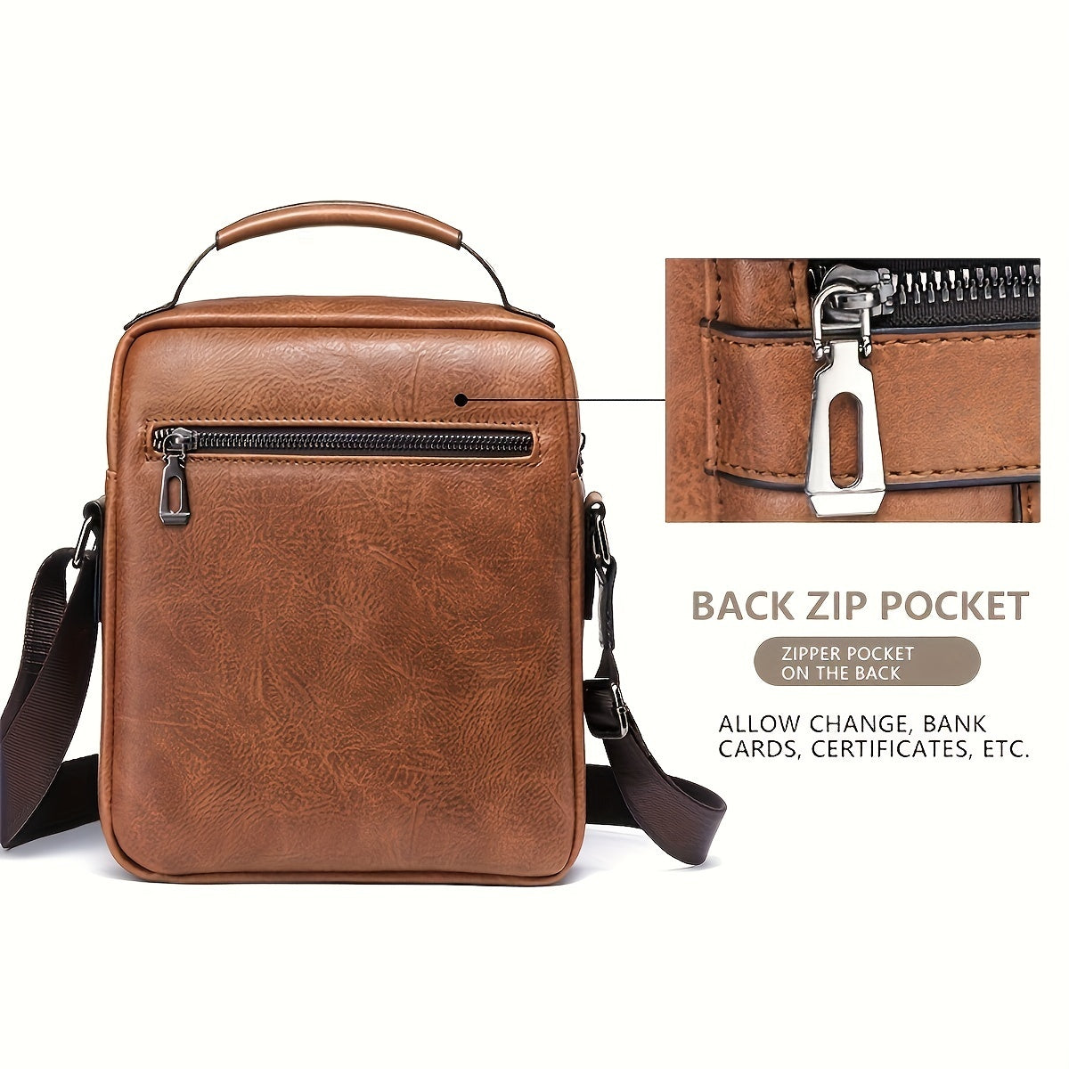 PU Leather Crossbody Satchel Bag With Card Holder Wallet