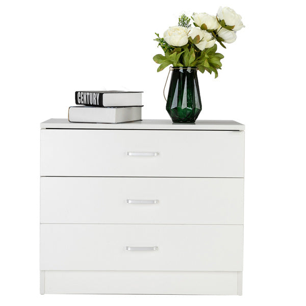 3-Drawer Bedside Table – White, Minimalist Storage Cabinet