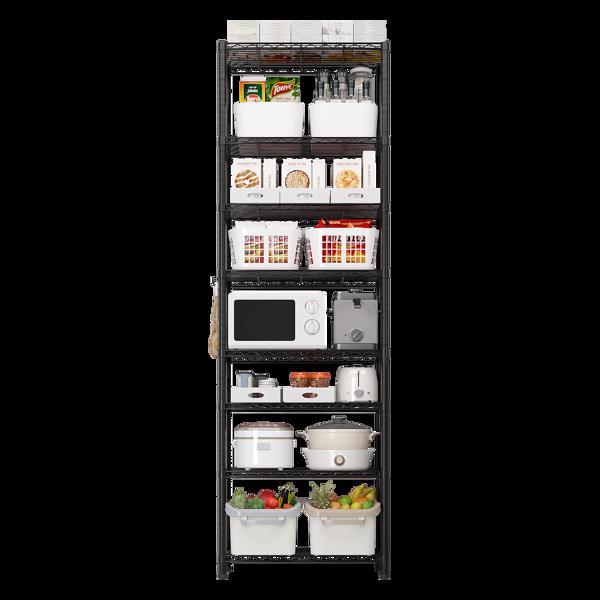 8-Tier Adjustable Storage Rack – Heavy-Duty Steel Shelving with Hooks
