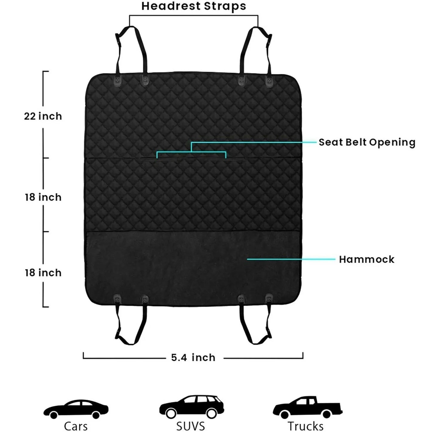 Waterproof Durable Rear Car Travel Pet Dog Seat Cover