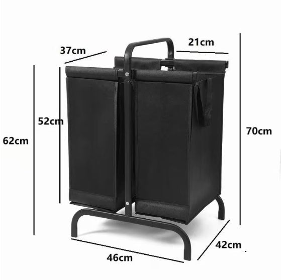 2-Tier 110L Laundry Basket Sorter – Black Oxford Fabric