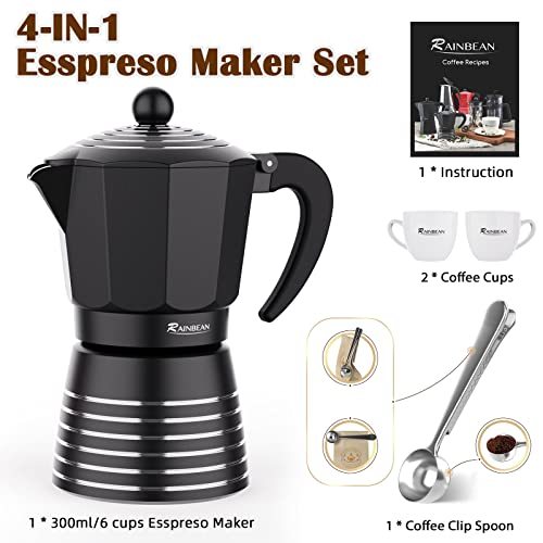 Stovetop Moka Espresso Maker 6 Cups 300ml Set