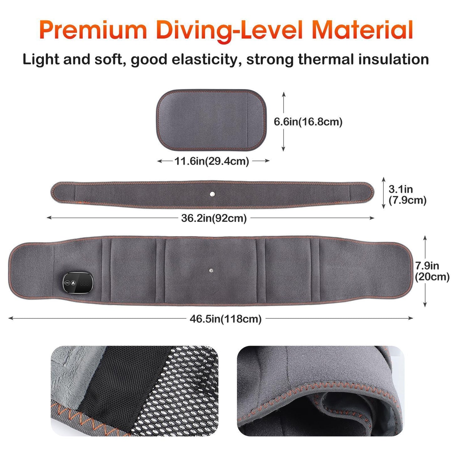 Red Light 3-Heated Vibration Waist Massager Cordless