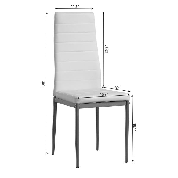 Set of 4 PU Leather Dining Chairs – High Back & Metal Frame