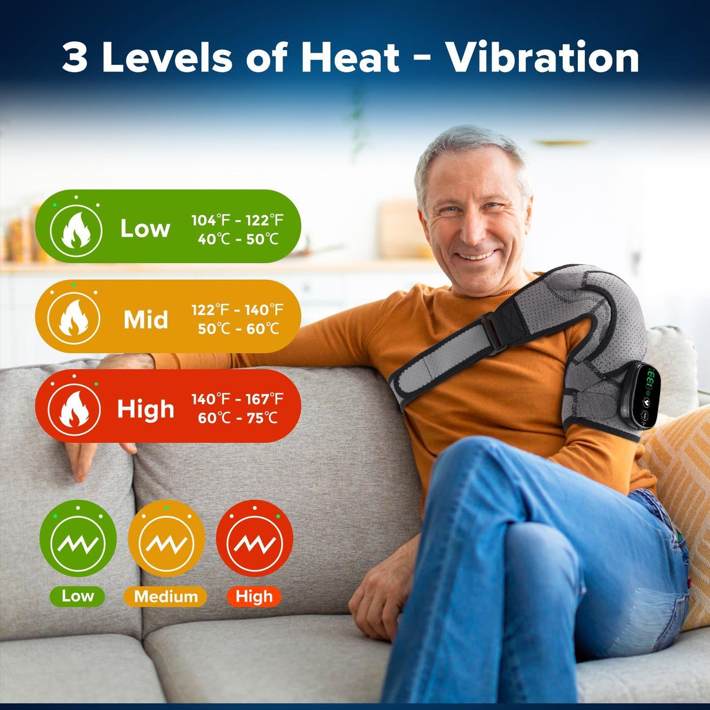 Heated Vibration Shoulder Wrap Cordless Massager