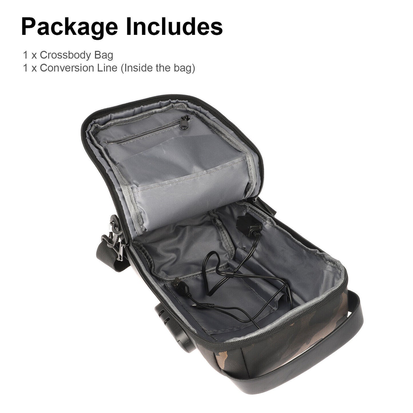 Anti-theft Waterproof Crossbody Bag USB Charger Port