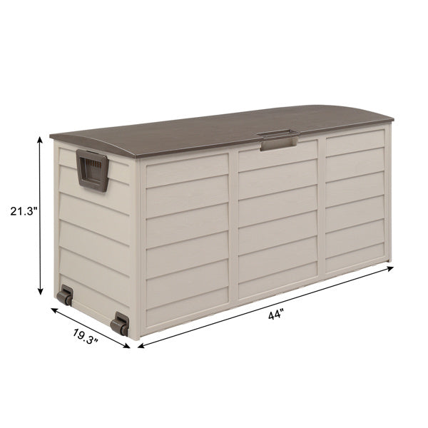 75-Gallon Outdoor Storage Box with Wheels – Brown, Weather-Resistant
