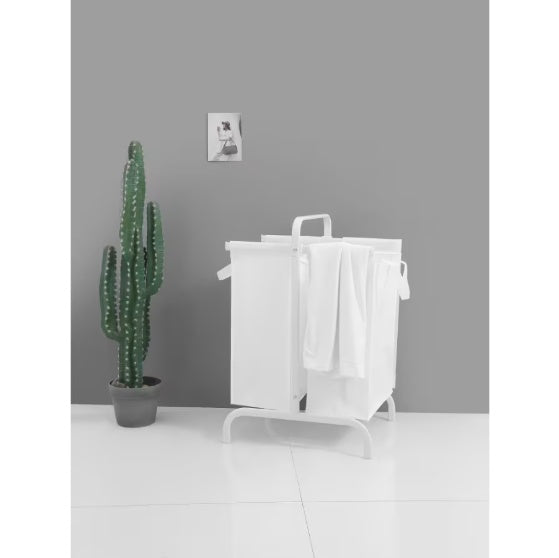 2-Tier 110L Laundry Basket Sorter with Lid & Metal Frame