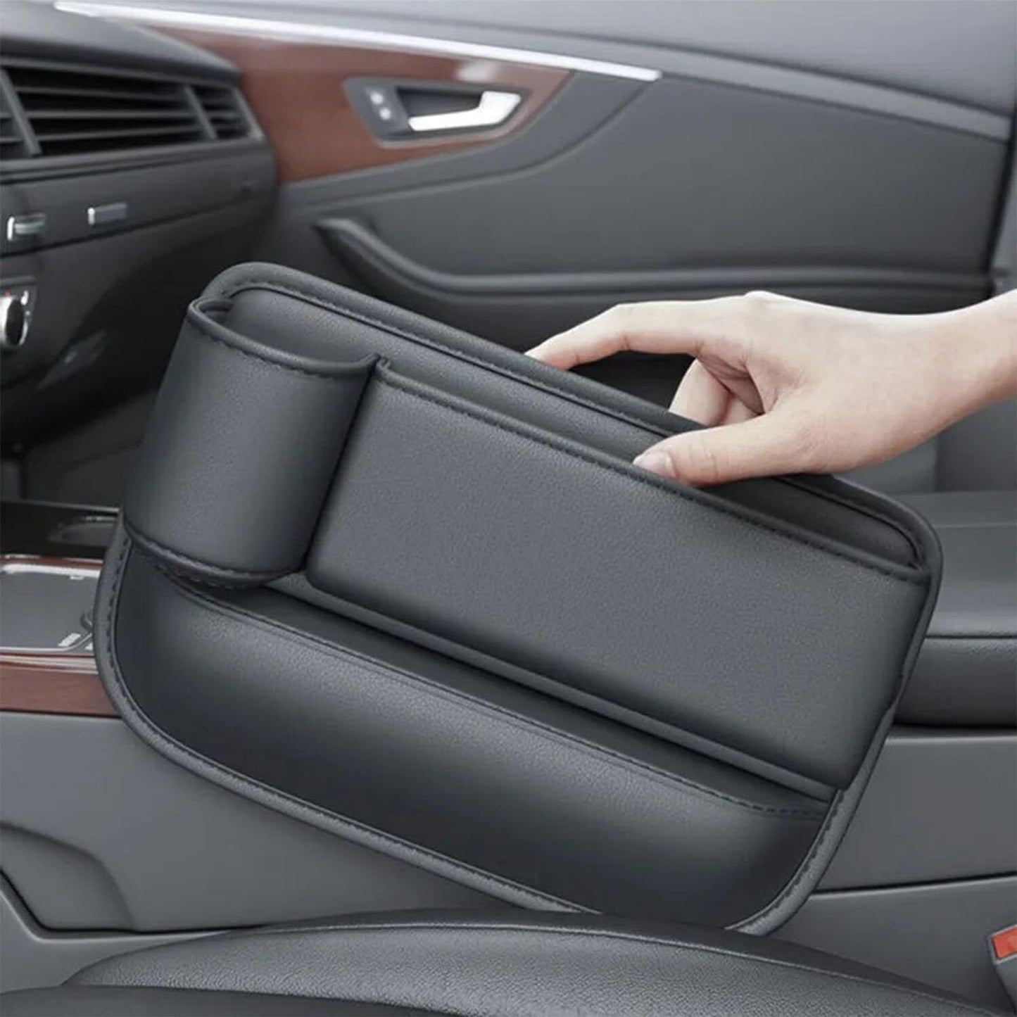 Adjustable Car Seat Gap Storage Box with Cup Holder