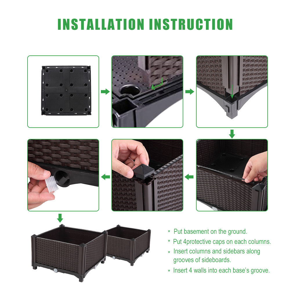 2PCS Brown Modular Planter Box – Free Splicing & Weather-Resistant