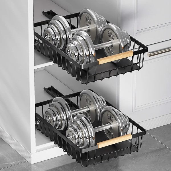 2-Pack Pull-Out Cabinet Organizers – Metal Sliding Storage Shelves