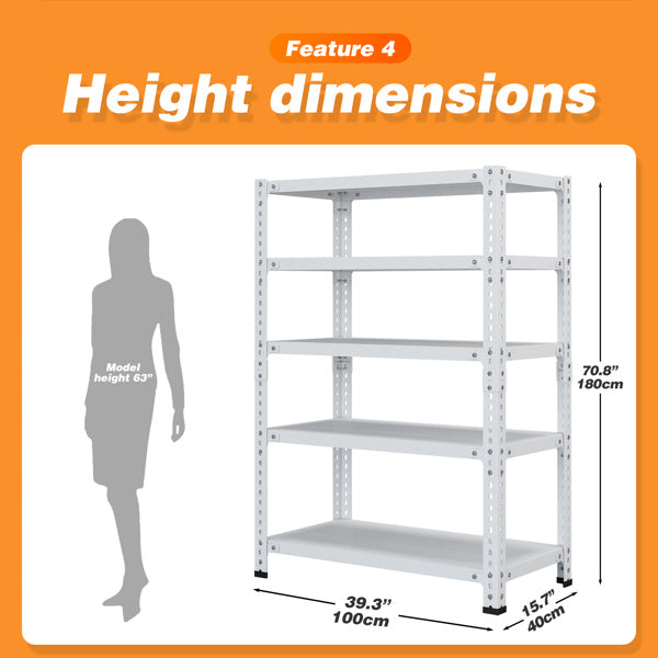 5-Tier Adjustable Metal Storage Rack – Heavy-Duty Shelving