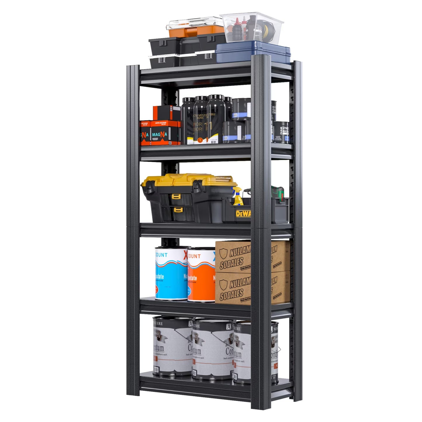 72" Heavy-Duty 5-Tier Adjustable Metal Garage Storage Shelves