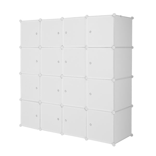 4-Tier 16-Cube Modular Wardrobe – Stackable DIY Closet Organizer