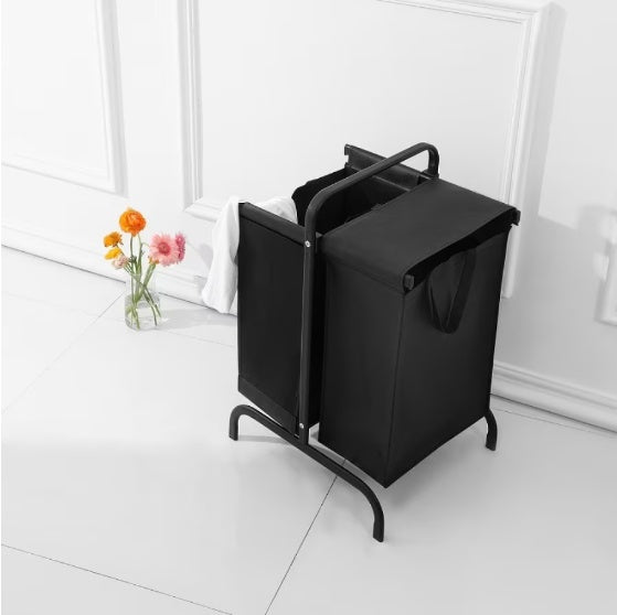 2-Tier 110L Laundry Basket Sorter – Black Oxford Fabric