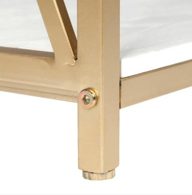 2-Tier X-Frame Console Table – White & Gold, Modern Entryway Table