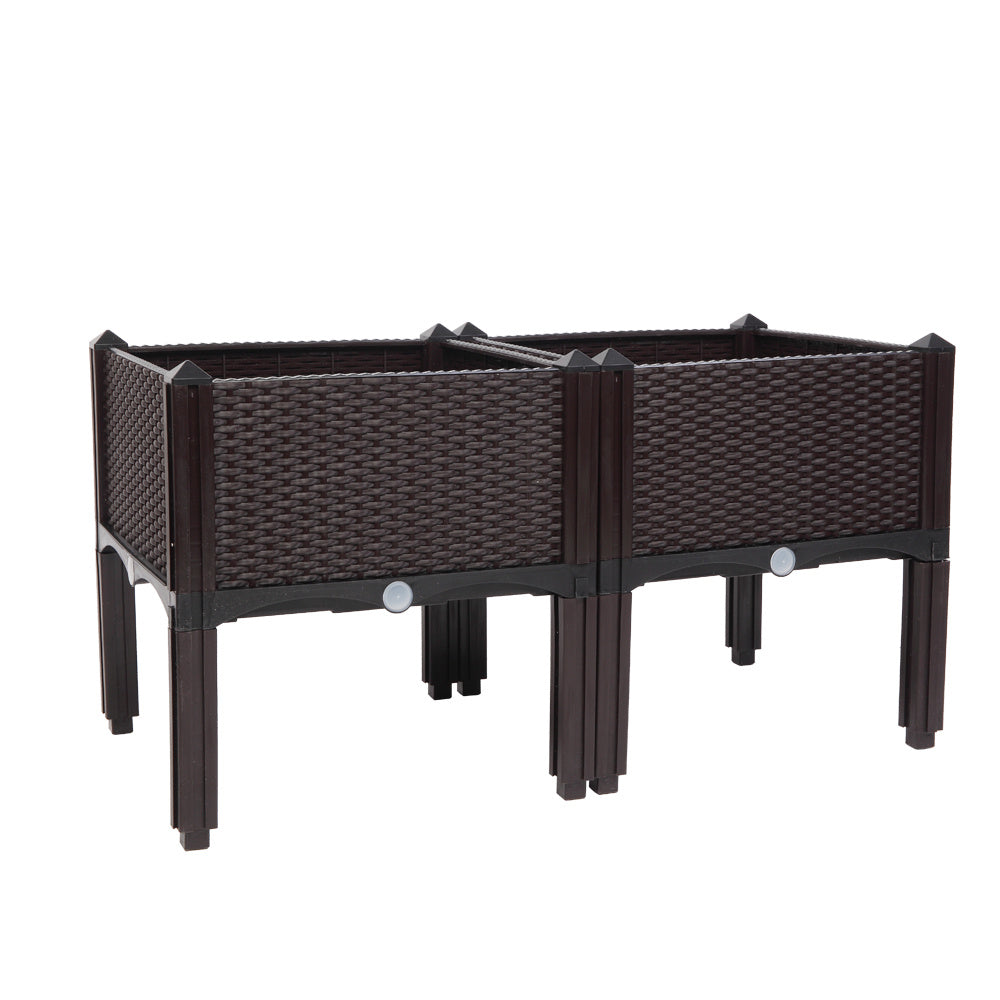 2PCS Brown Modular Planter Box – Free Splicing & Weather-Resistant