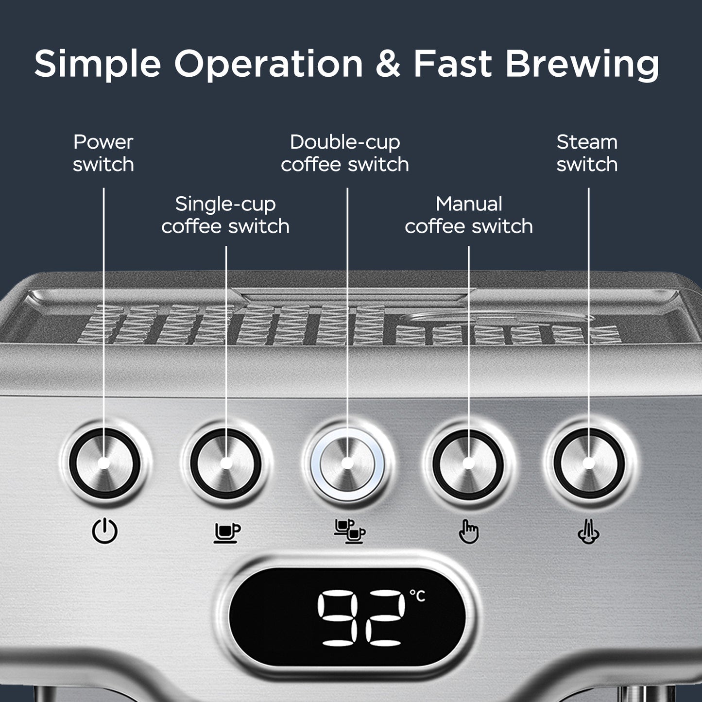 20 Bar Espresso Machine Filter & Frother Set 1.8L