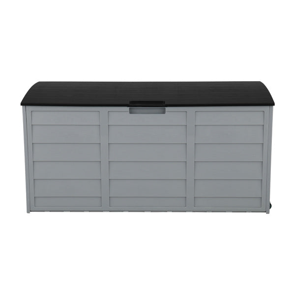 75-Gallon Outdoor Storage Box with Wheels – Black & Grey, Weather-Resistant