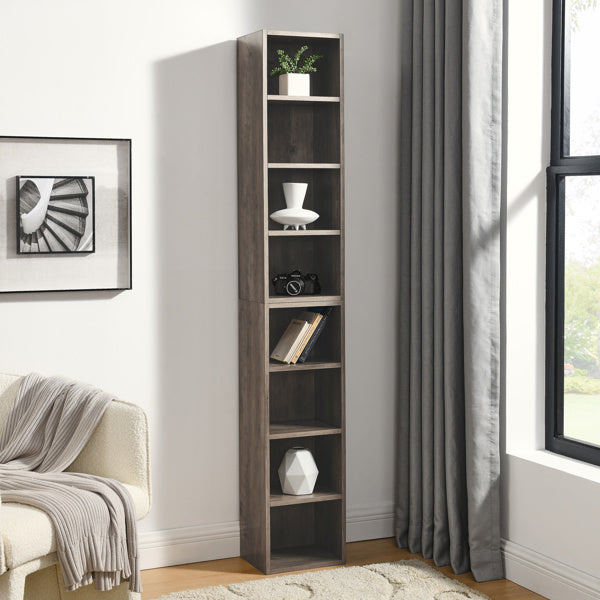 8-Tier Media Storage Tower – Adjustable Shelves & Dual Cabinet Design