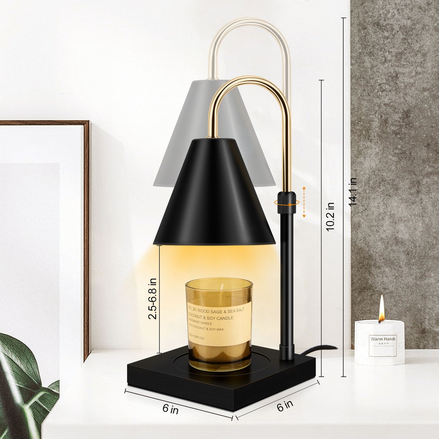 Candle Warmer Lamp Dimmable With Timer, Height Adjustable Set