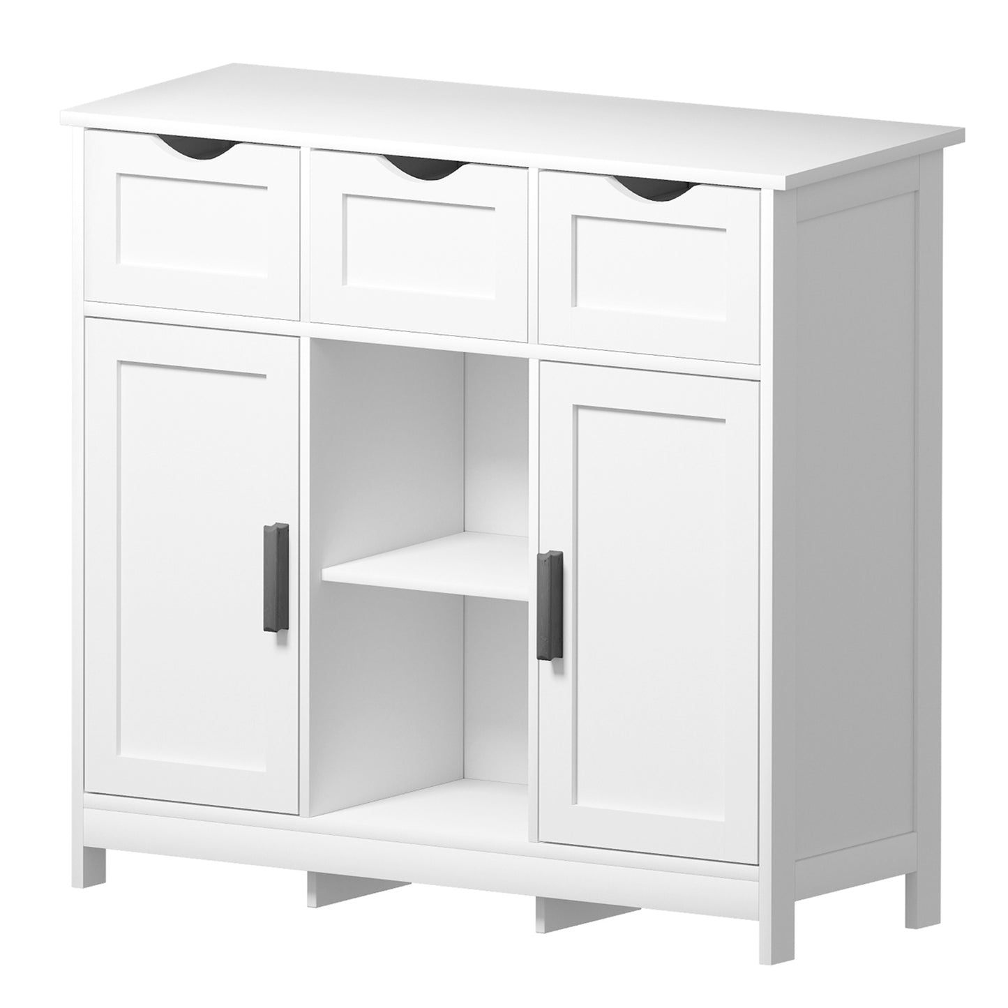 White Storage Cabinet with Drawers & Adjustable Shelves