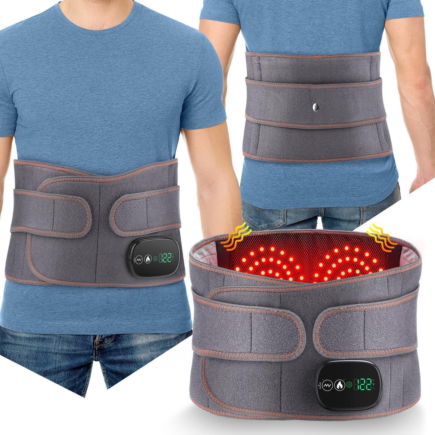 Red Light 3-Heated Vibration Waist Massager Cordless
