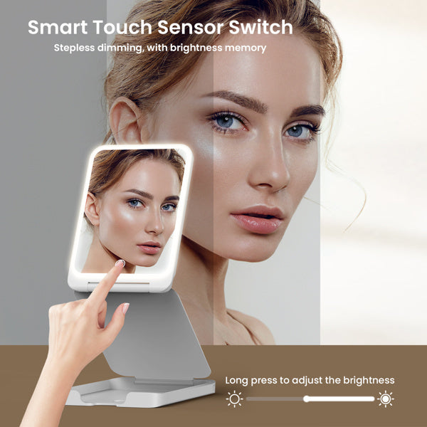 Rechargeable Travel Makeup Mirror with LED Lights & 5X Magnification