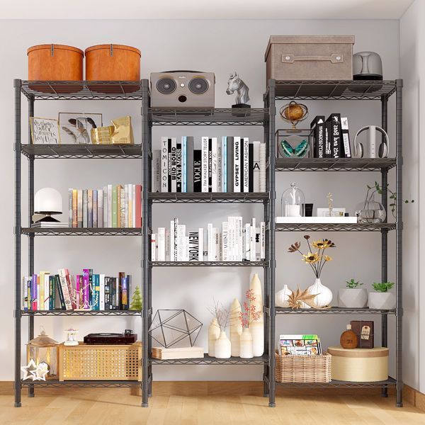 Carbon Steel 5-Tier Adjustable Display Rack – Heavy-Duty Iron Shelving
