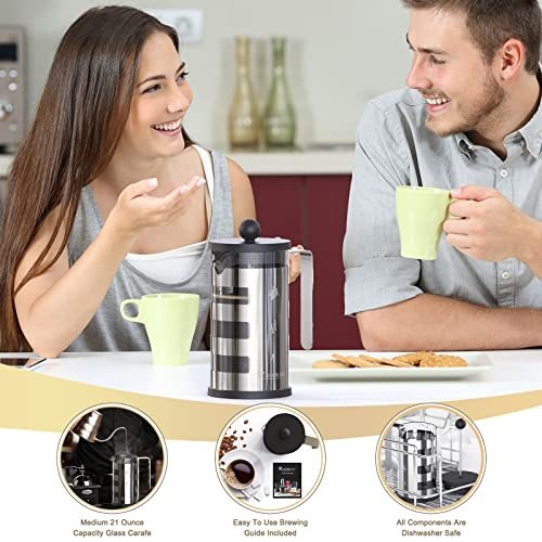Stainless Steel French Press & Froth Milk Press Set