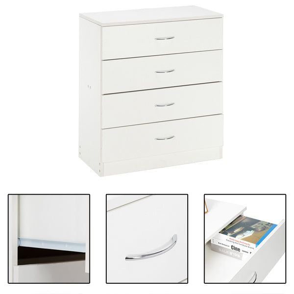 4-Drawer Storage Cabinet – White Minimalist Design