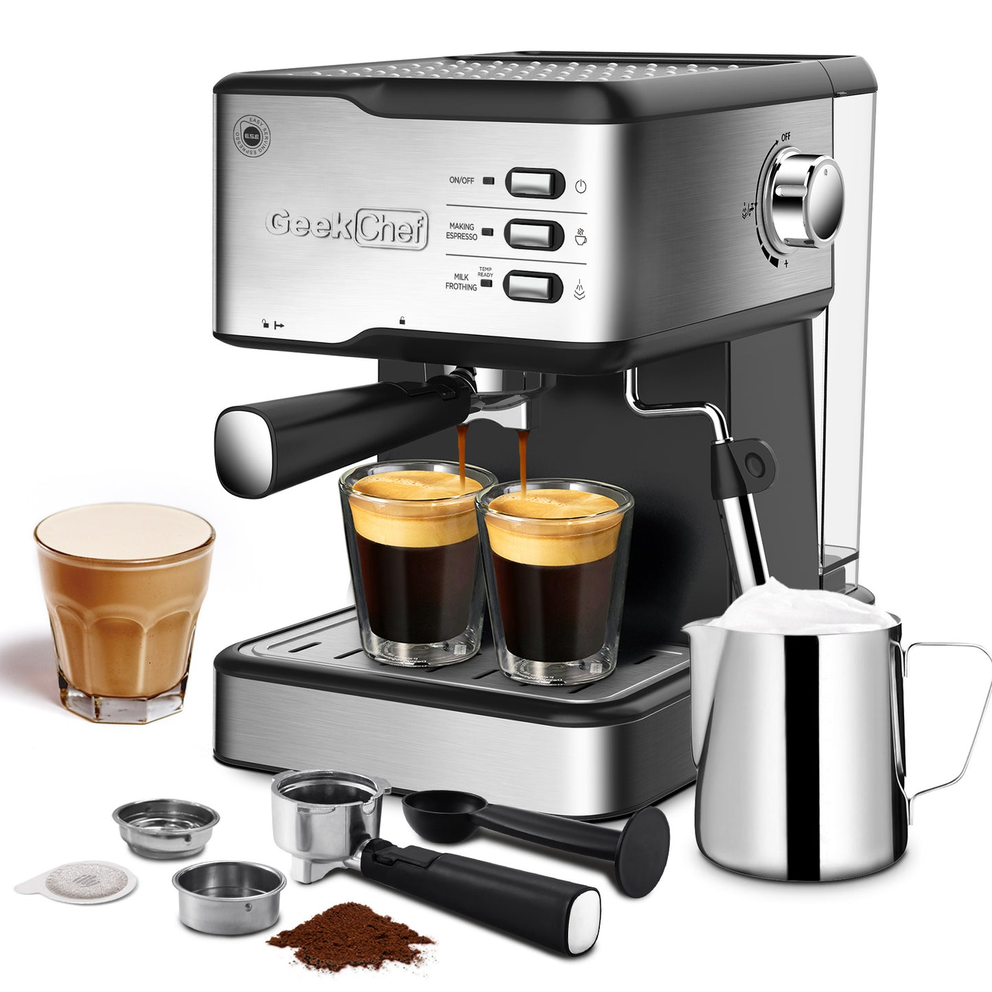 20 Bar Espresso Machine Filter & Frother Set 1.5L