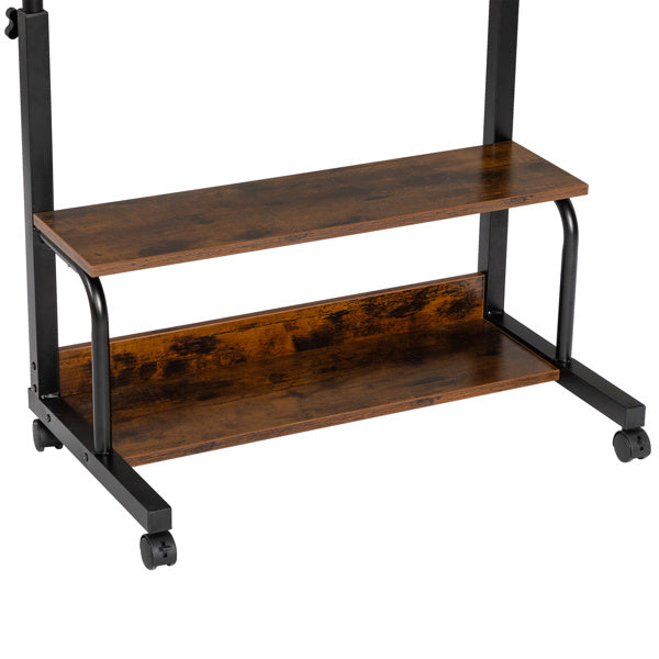 Adjustable Computer Desk with USB Ports & AC Outlets – Retro Brown