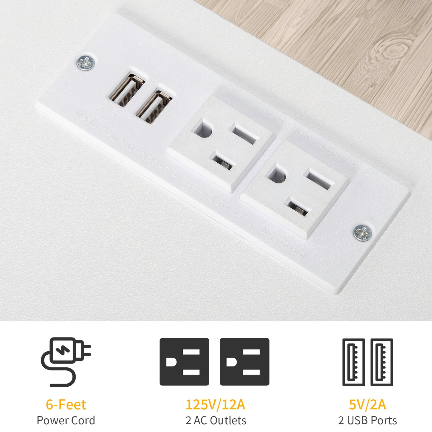 4-Drawer Bedside Table with USB Ports & Power Outlets – White