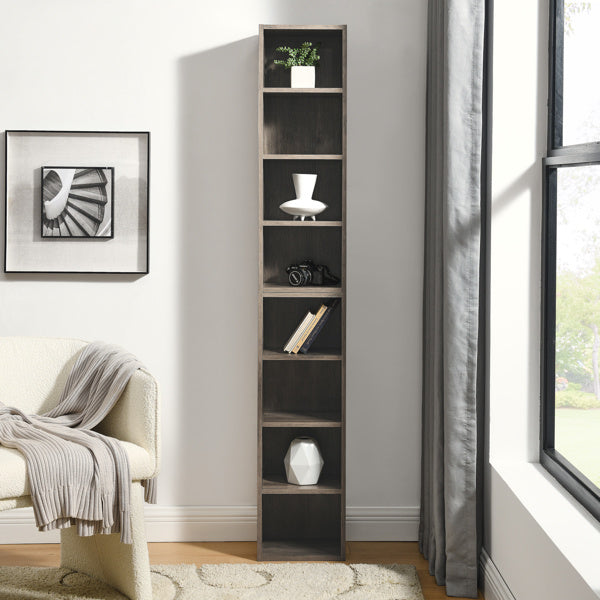 8-Tier Media Storage Tower – Adjustable Shelves & Dual Cabinet Design