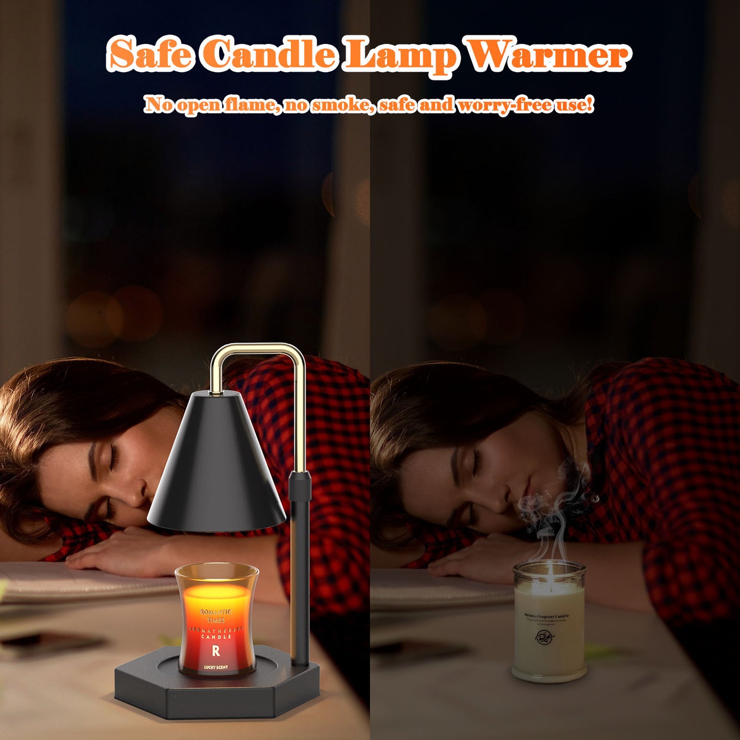 Candle Warmer Lamp Dimmable With Timer, Height Adjustable Set