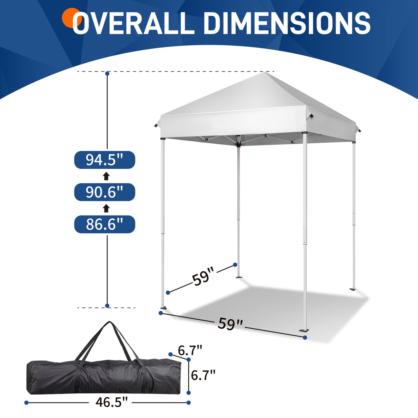 5x5ft Outdoor Awning – White, UV-Resistant & Waterproof Canopy